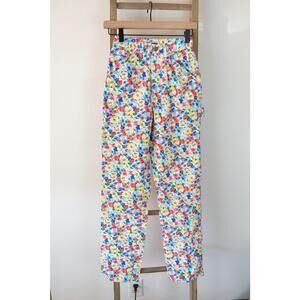Vintage LAFFS Cargo Floral print 100% Cotton Girls 9-10  High Rise Pants